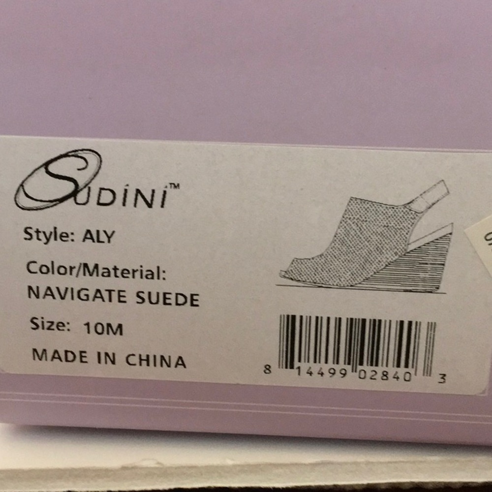 Sudini “Aly” Taupe Sling Back dress Wedge Perforated Suede Sandal Sz 10 NIB - Picture 15 of 15